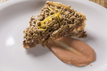 hazelnut pie, guava with crumble