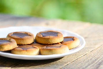 Homemade chocolate cookies on plate