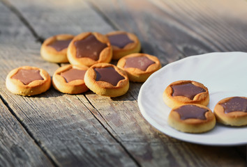 Homemade chocolate cookies on plate