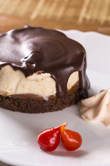 Cheesecake with Chocolate Sauce and pepper