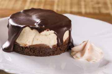 Cheesecake with Chocolate Sauce and pepper