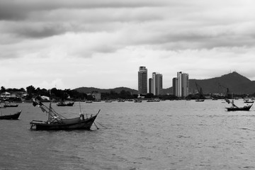 Boat floating in the sea of Thailand.