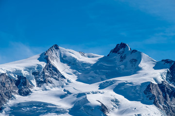 Fototapeta na wymiar View of the Monte Rosa while Hiking the Matterhorn, Zermatt, Valais, Switzerland