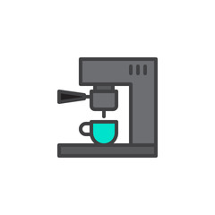 Coffee machine filled outline icon, line vector sign, linear colorful pictogram isolated on white. Coffee maker symbol, logo illustration. Pixel perfect vector graphics
