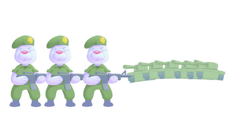 Rabbit Soldier with war tank