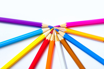 Naklejka premium set of colored pencils on white background
