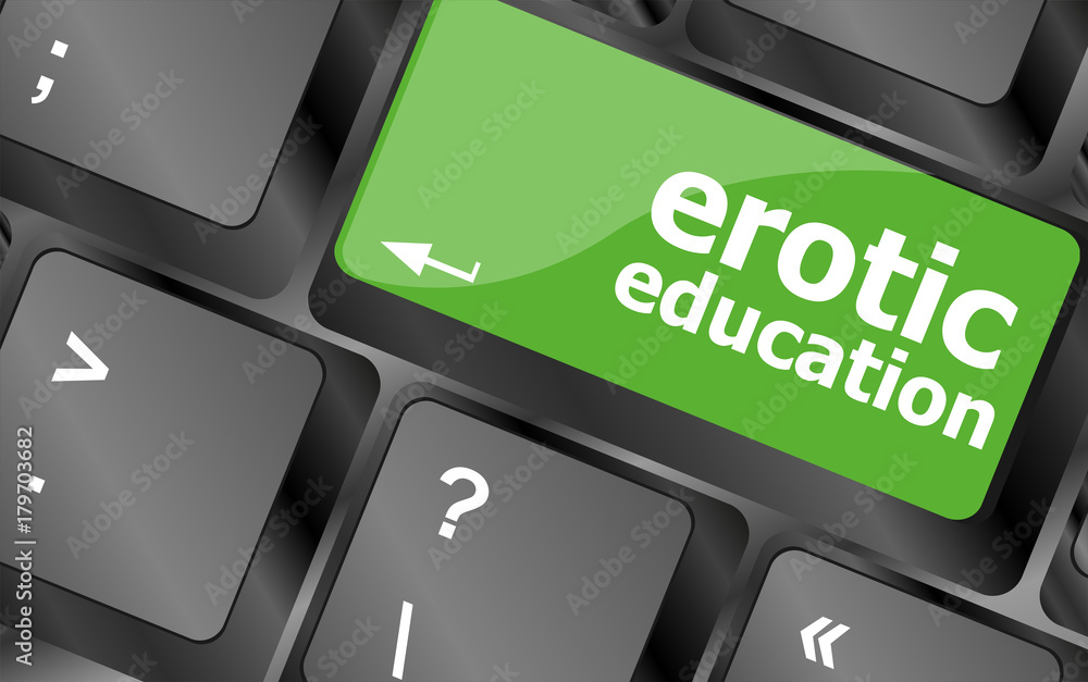 Aufkleber erotic education button on computer pc keyboard key