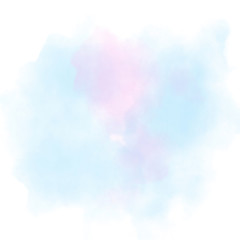 Blue and pink watercolor painting textured on white paper isolated on white background