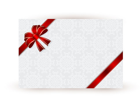 Christmas Ribbon with Silver Snowy Background