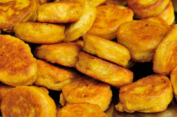 fried cookies in steal tray