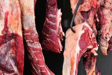 raw beef selling at the butcher shop