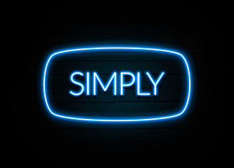 Simply  - colorful Neon Sign on brickwall