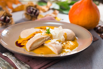 Chestnut gnocchi with pumpkin sauce