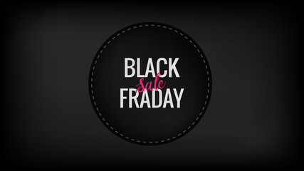 Fototapeta na wymiar Black friday sale round promotion banner with hand lettered element on the black background