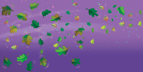 Fototapeta na wymiar Leaves blowing into the sky at night