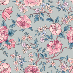 Floral seamless pattern. Flower background. - 179707456