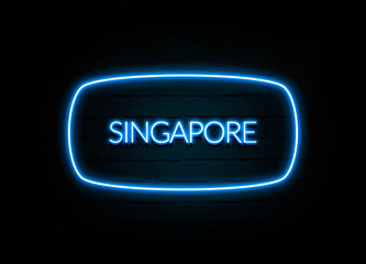 Singapore  - colorful Neon Sign on brickwall