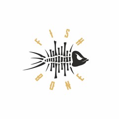 Modern vector professional sign logo fish bone