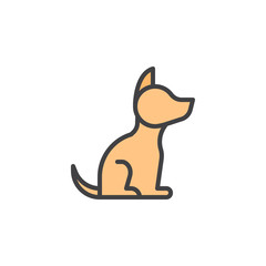 Dog filled outline icon, line vector sign, linear colorful pictogram isolated on white. Symbol, logo illustration. Pixel perfect vector graphics