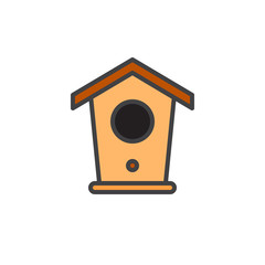 Birdhouse filled outline icon, line vector sign, linear colorful pictogram isolated on white. Symbol, logo illustration. Pixel perfect vector graphics