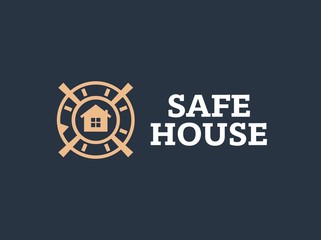 Modern vector professional sign logo safe house