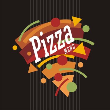 Creative Artistic Funky Style Pizza Graphic Made From Geometric Shapes