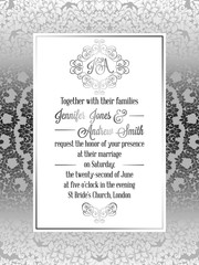 Vintage baroque style wedding invitation card template.