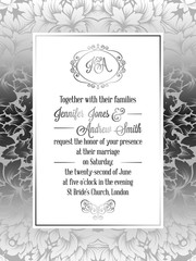 Vintage baroque style wedding invitation card template.
