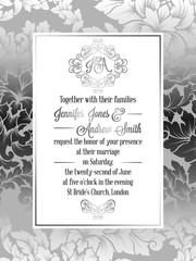 Vintage baroque style wedding invitation card template.