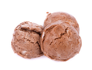 Ice cream scoops on white background