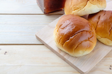 Butter roll on wooden background