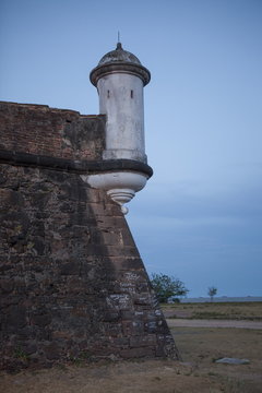 Brazil, Turret of observation of the fort of Macapa at  twilight