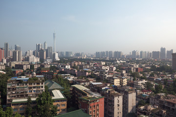 old and new building cityscape of guangzhou china