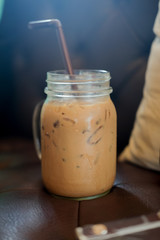 Mason jar with cold brew coffee