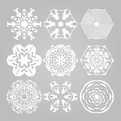 Set of Nine Snowflakes