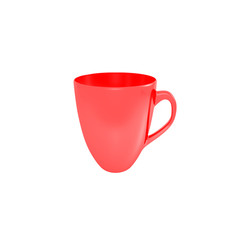 Realistic red cup isolated on white background. 3d render