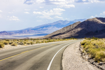 One of the roads that crosses Death Valley National Park, a desert valley located in Eastern California and one of the hottest places in the world