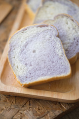 Taro sliced bread, close up