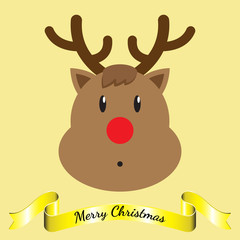 Merry Christmas - Reindeer And Ribbon