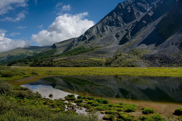 Fototapeta na wymiar Summer on the rivers of Mountain Altai