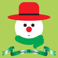 Merry Christmas - Snowman And Ribbon