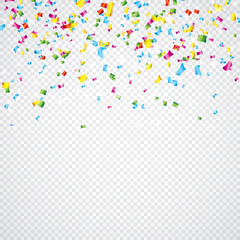 Colorful Vector Confetti Illustration on Transparent Background.