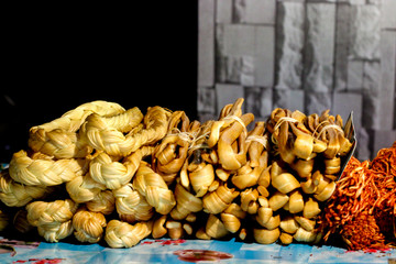 smoked cheese, cheese in the form of braids, a lot of cheese