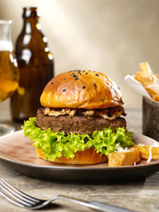 Burger, fries and beer