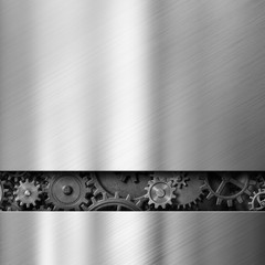 metal background with cogs and gears 3d illustration