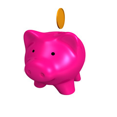 pink piggy bank isolated on white background 3d render