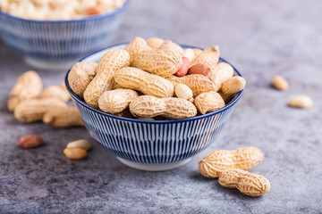 Peanuts in bowls close-up