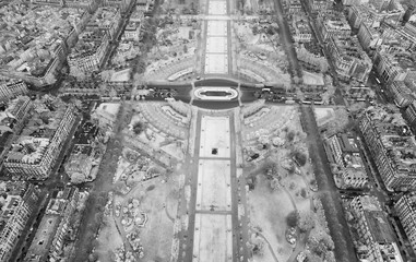 Infrared aerial view of Champs de Mars in Paris - France