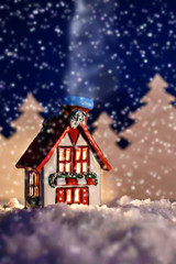 Christmas fairy-tale picture of a winter house