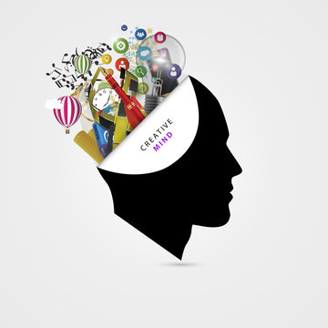 Human Brain. Creative Mind Concept. Genius. Vector